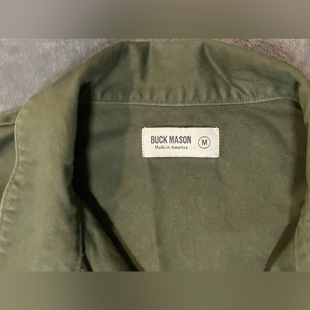 Buck Mason: The Cotton Sateen Alfa Military Shirt MED - Picture 5 of 7